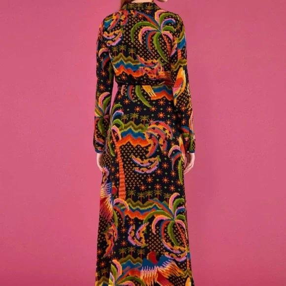 FARM RIO ๐ RARE CROSS STITCH LOOK Maxi Dress - Picture 3 of 14